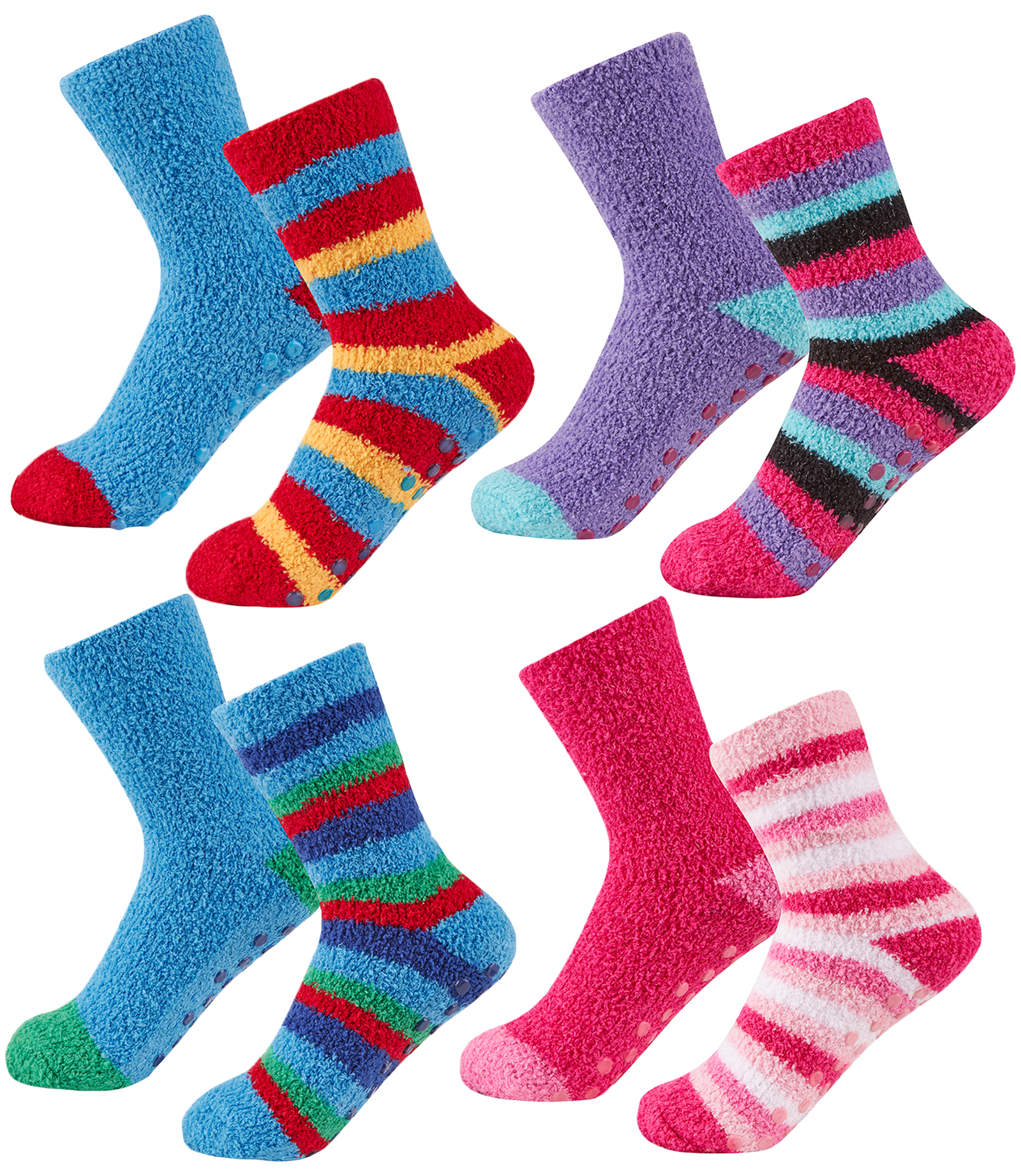 2 or 3 Pack Cosy Slippers Socks Fleece Lounge Bed Socks Grippers Boys